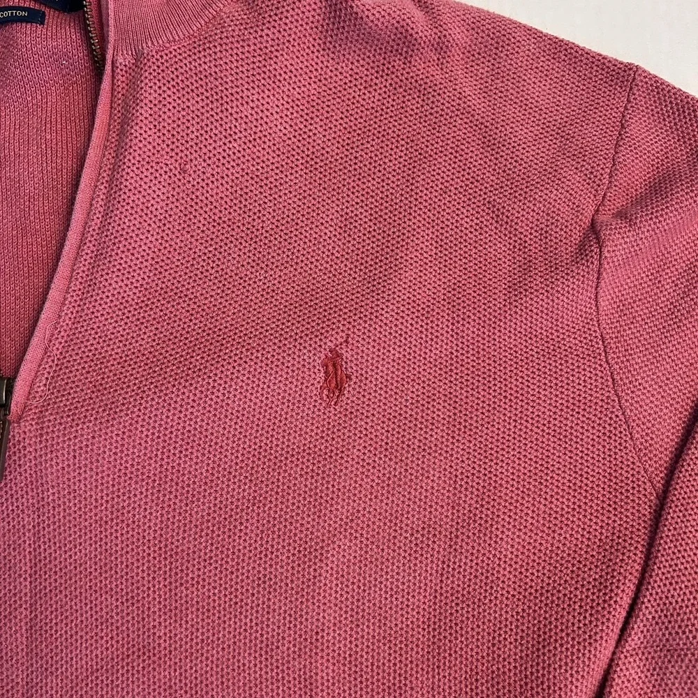Polo Ralph Lauren Quarter Zip Men's Sweater Size‎ XL Coral Preppy Pima Cotton